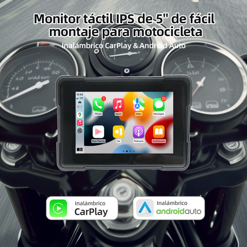 Estéreo Portátil Motocicleta Carplay Android Auto Cámara Dvr Color Black grandnavi