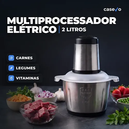 Multiprocessador Alimento Moedor Triturador Eletrico 2l Inox Prateado 110v / 127v