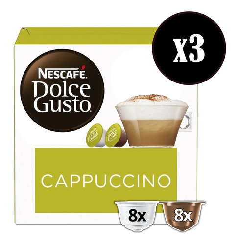 Imagen 1 de 4 de Capsulas Café Capuccino Dolce Gusto X3 Cajas De 16u