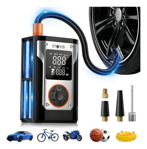 Compressor Ar Calibrador Portátil Digital Encher Pneu Inova Preto...