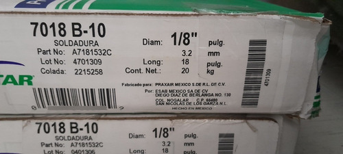 Soldadura Prostar 7018 1/8 20 Kilos