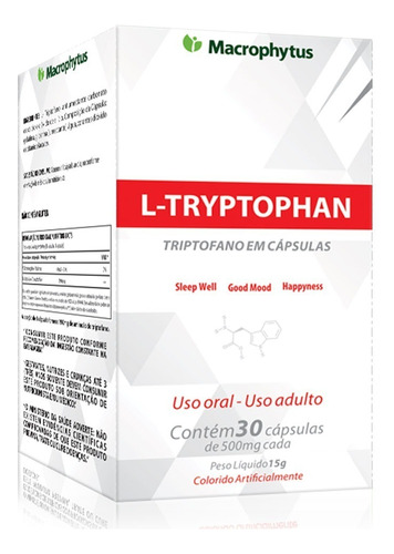 L Triptophan 500mg Macrophytus - 30 Caps