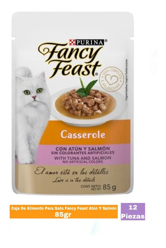 Caja De Alimento Para Gato Fancy Feast Atún Y Salmón 12 Pz