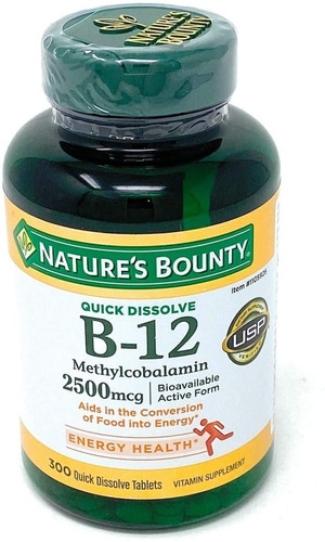 Vitamina B12 B-12 B 12 Metilcobalamina 300 Tabletas 2500mcg