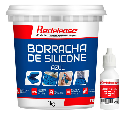 Borracha De Silicone Azul P/ Moldes De Placas De Gesso 1 Kg