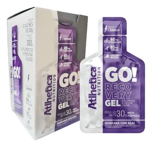 Carboidrato Gel Go! Recovery (10x30g) - Atlhetica Nutrition Sabor Guaraná Com Açaí