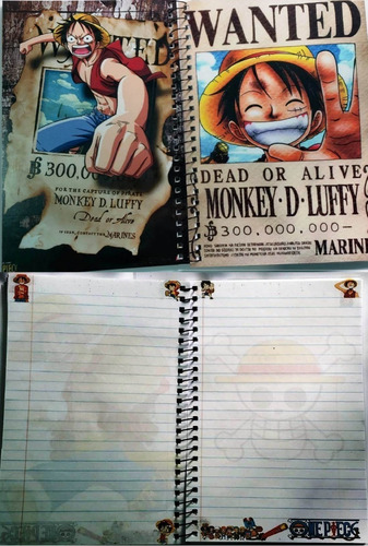 Libreta One Piece Luffy Cuaderno Varios Modelos Animarte 