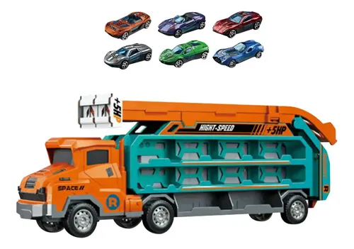 Camión Transportador De Coches 5 En 1 Aoskie | Sonido Y Luces, Con 4 Mini Coches De Retroceso | Regalo Para Niños 1-4 Años