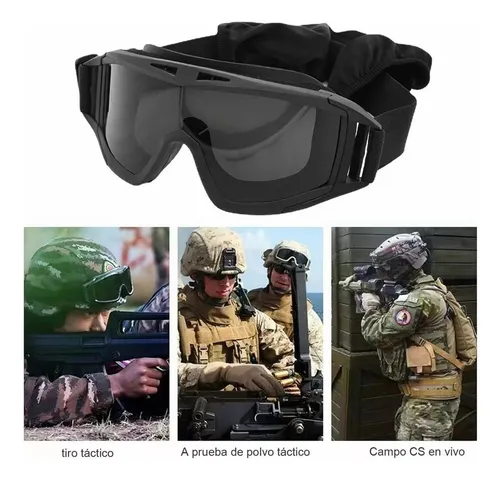 Gafas Tácticas Goggle Militares Careta Gafas Con 3 Lentes