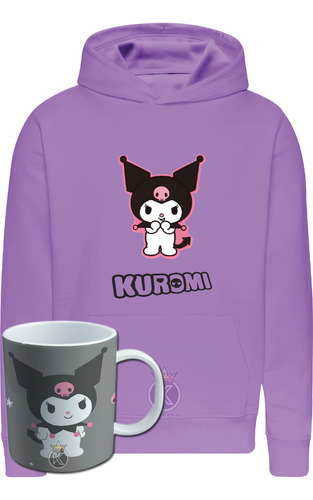 Poleron Kuromi + Tazon - Hello Kitty - Sanrio  - Calavera - Conejita - Estampaking 