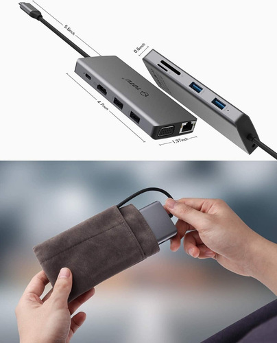 Adaptador Hub Totu 11en1 Usb C Hdmi Vga Red Para Chromebook