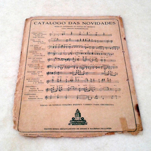 Partitura 1927 - Pinião - Augusto Calheiros, Luperce Miranda