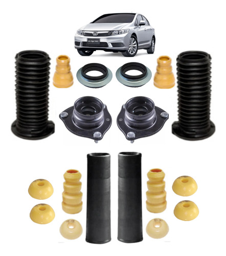 Kit Coxim Rolamento Amortecedor Dianteiro + Traseiro Civic