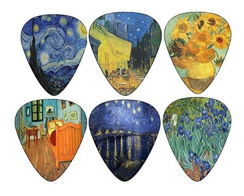 Puas De Guitarra Con Diseño De Pinturas De Van Gogh