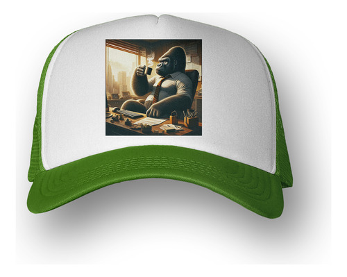 Gorra  Gorila Jefe En La Oficina Camisa Cafe