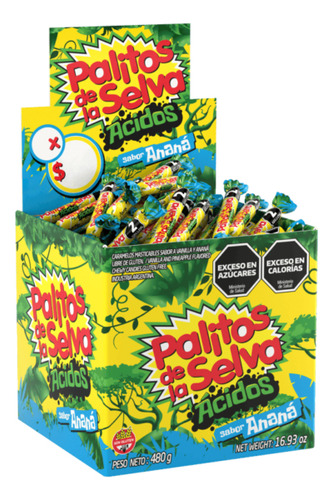 Caramelo Palitos De La Selva Acido Anana Caja De 480 G