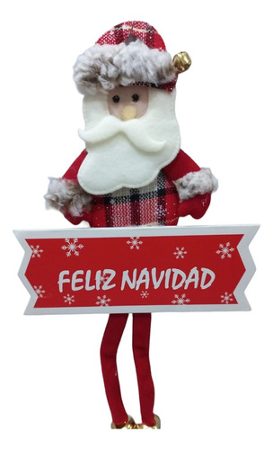 Adorno Navideño Colgante Papa Noel Con Cascabel 27x20