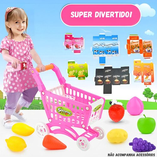 Brinquedo Carrinho De Compras Rosa Cbs0225 - Castela