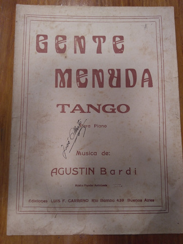 Gente Menuda Bardi Tango Partitura