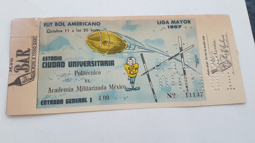 Boleto Antiguo Del Fut Bol Americano Oct 1957