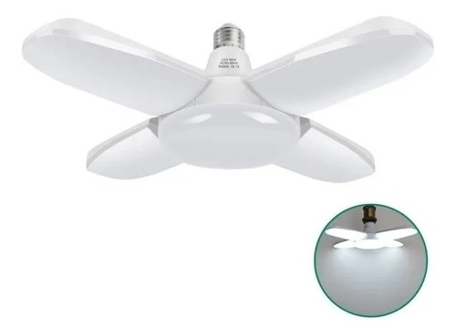 Bombillo Lampara Led 4 Aspas + Foco Central Tipo Ventilador