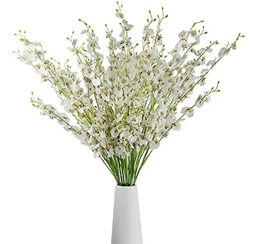 Welmatch White Artificial Orchids Faux Flowers - 10 Piezas 3