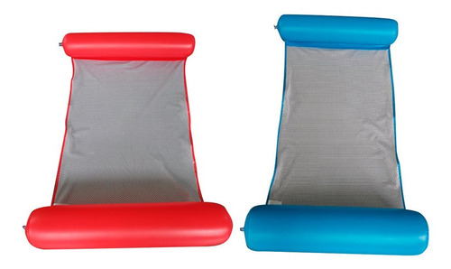 Colchoneta Inflable Para Pileta - 1 Plaza - X2 Roja Y Azul