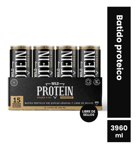 Imagen 1 de 1 de Wild Foods Shake&go Chocolate Protein 330 Ml (12 Unidades)