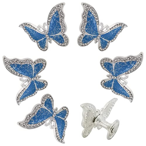 6 Piezas De Tiradores Forma De Mariposa Azul Beyoo Puer...