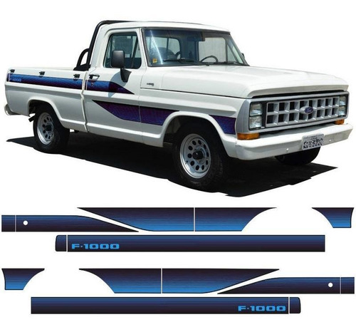 Kit Faixas/adesivos Ford F1000 89 Azul