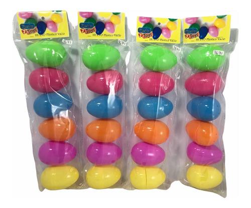 24 Huevos Grandes Cascarones Plastico Pascua Colores Fiesta