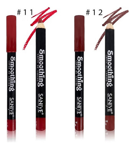 Set 12 Delineadores De Labios Lápiz, Pigmentación Profunda