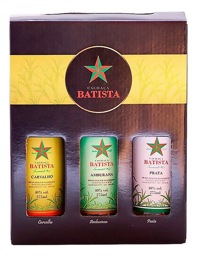 Kit Cachaça Batista C/ 3 Unidades 275ml