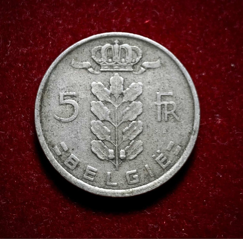 Moneda 5 Francos Bélgica 1949 Km 135 Belgie