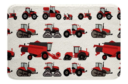 Alfombra Baño Tractor Rojo Equipo Pesado Antideslizante Agua