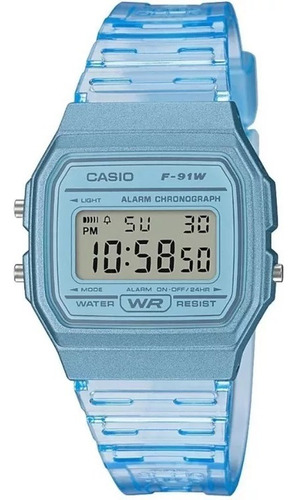 Reloj De Pulsera Casio F-91ws-2df Azul, Unisex Original