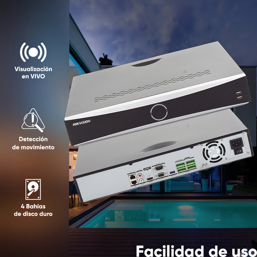 HIKVISION NVR 12 Megapixel (4K) DS-7732NXI-K4 32 canales IP AcuSense Reconocimiento Facial 4 Bahías de Disco Duro HDMI 4K Entrada y Salida de Alarmas