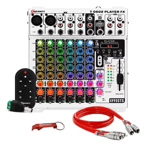 Mesa De Som Taramps T 0602 Player Bt Usb Efeito Echo Cabo 1m