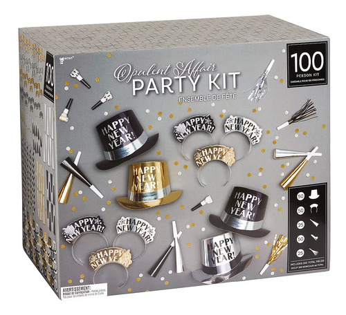 Kit Fiesta De Año Nuevo Silbatos Tiaras Y Sombreros 200 Pz