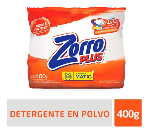 Jabón En Polvo Zorro Plus Matic 400 G.