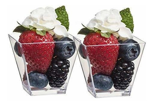 100 Vaso Elegante Cuadrado Transparente 2 Onza Para