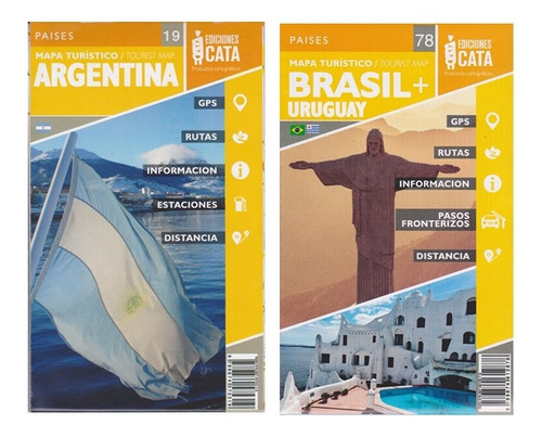 Kit Com Dois Mapas Dobraveis Argentina E Uruguai + Sul Do Br