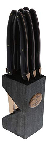 New Age 6pc Block Black Copper Cuchillos Carne Talla Ú...