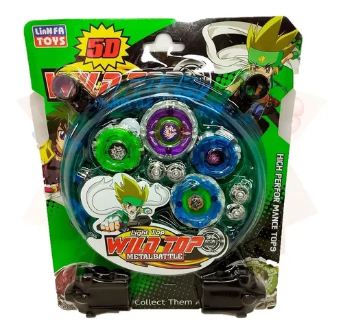 Kit Beyblade Metal 5D Brinquedo 4 Peões Led Toys na Americanas