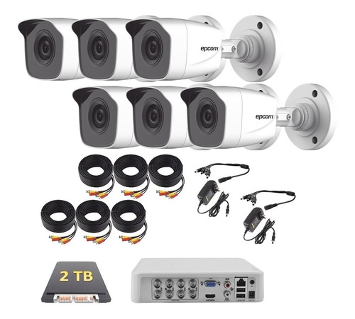 Kit Circuito Cerrado Hikvision 6 Camaras 1080p 2mp Cctv 2 Tb