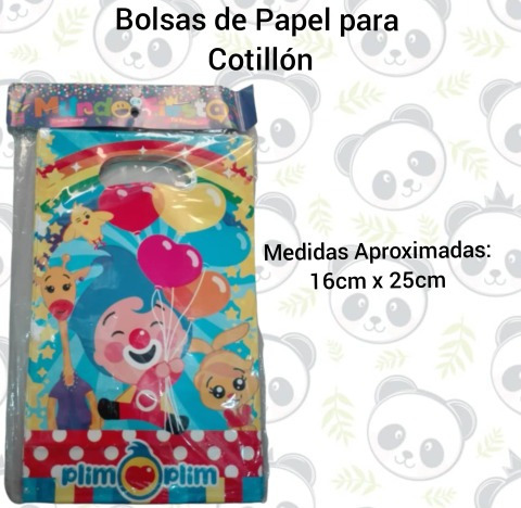 Bolsas De Papel Para Cotillón Cumpleaños Plim Plim