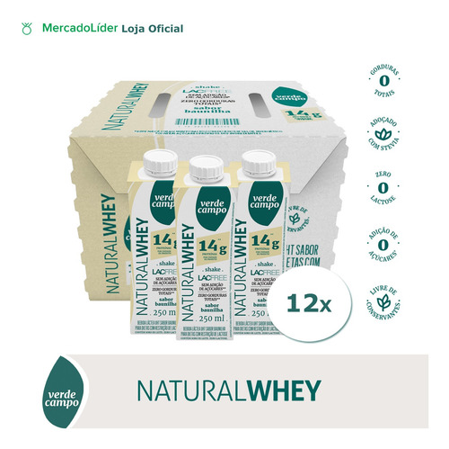 Shake Natural Whey Baunilha 250ml - Pack C/12un
