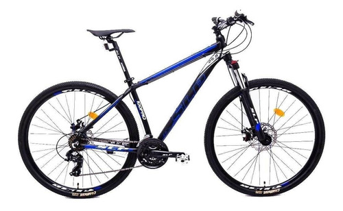 Mountain bike SLP 100 pro R29 18 21v frenos de disco mecánico cambios Shimano Tourney TY500 y Shimano Tourney TY300 color negro/azul con pie de apoyo  