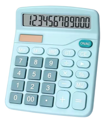 Calculadora Mesa Azul Visor Grande 12 Dígitos Solar E Pilha