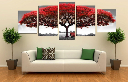 Cuadro De 5 Sets !!arbol Rojo¡¡ Impreso En Telas Canvas